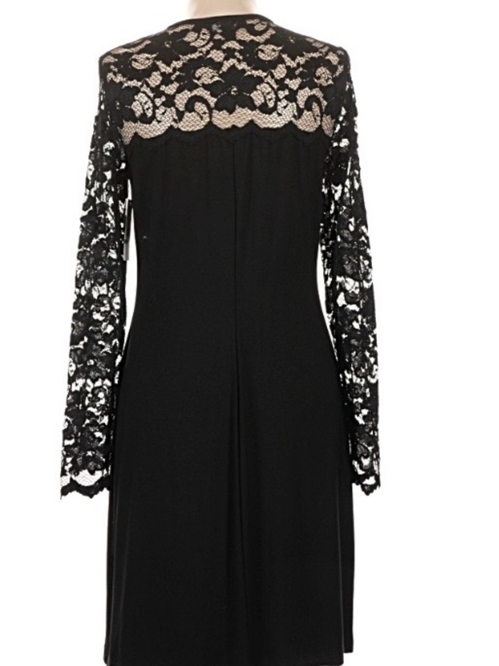 Karen Kane Black Lace Yoke Long Sleeve  Dress - Picture 2 of 7